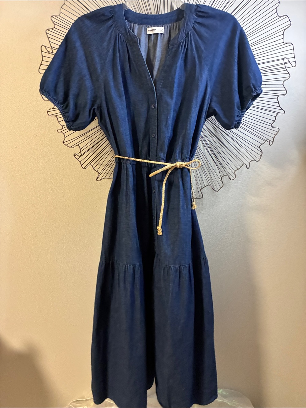 Sonoma Denim Tiered Midi Dress 100% Cotton Size M